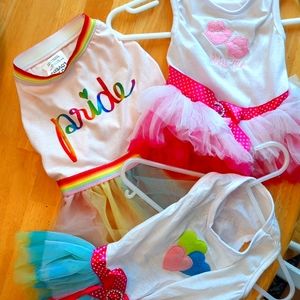 4 Dog Dresses, S-M, Fancy Dog Dresses w Tulle Skirt, Pride, Unicorn